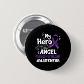 Mijn held is nu mijn engel fibromyalgie bewustzijn ronde button 5,7 cm (Voorkant /achterkant)