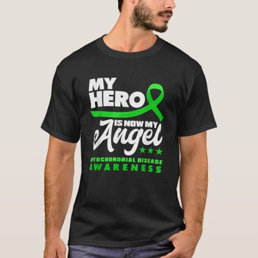 Mijn held is nu mijn engel Mitochondriale ziekte b T-shirt (Voorkant)