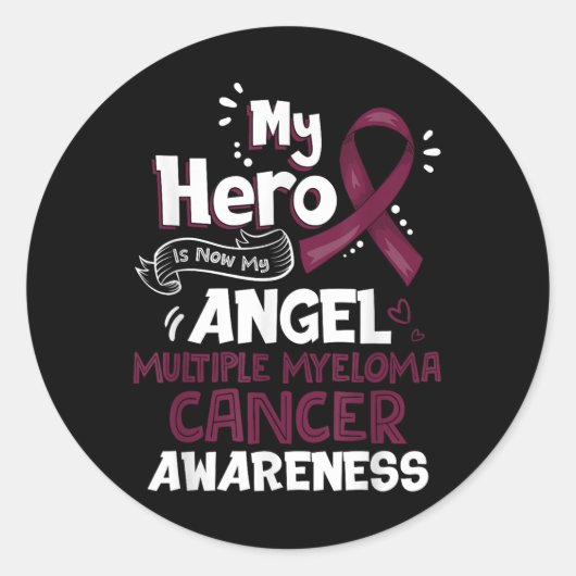 Mijn held is nu mijn engel multiple myeloma kanker ronde sticker (Voorkant)