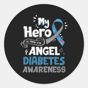 Mijn held is nu mijn engel t1d diabetes bewustzijn ronde sticker