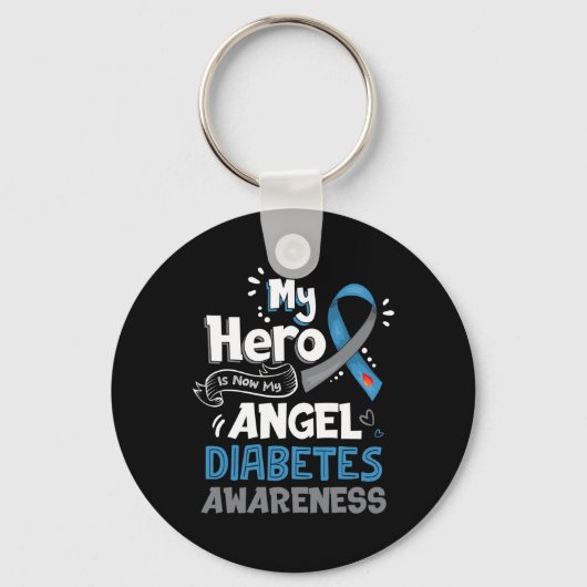 Mijn held is nu mijn engel t1d diabetes bewustzijn sleutelhanger (Voorkant)