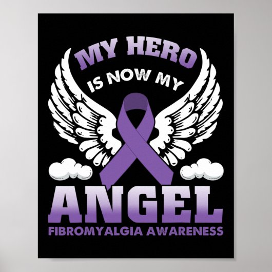 Mijn held is nu mijn engelenfibromyalgie bewustzij poster (Voorkant)