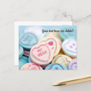 “Mijn Held” Love Heart Sweets Postcard Briefkaart