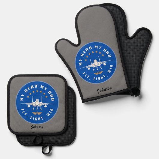 Mijn held Mijn vader Oven Mitt Ovenwant & Pannenlap Set (Voorkant / Achterkant)