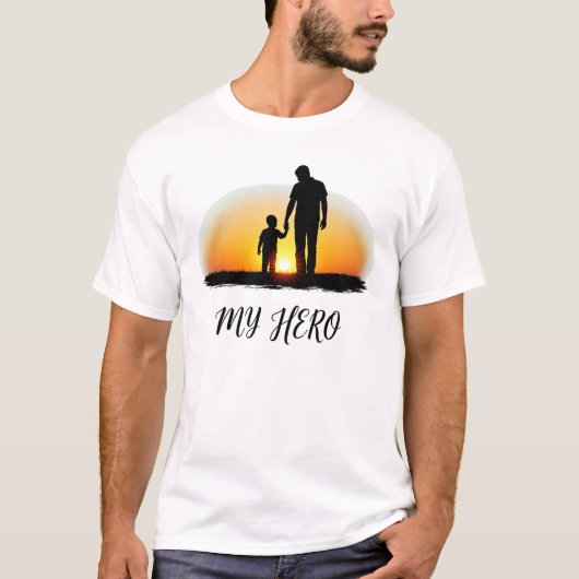 Mijn held papa | Vader en kind zonsondergang silho T-shirt (Voorkant)