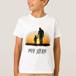 Mijn held papa Vader en kind zonsondergang silho T-shirt