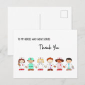 Mijn helden Draag Scrubs Bedankt Briefkaart (Voorkant / Achterkant)