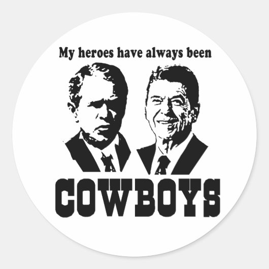 Mijn helden zijn altijd cowboys geweest ronde sticker (Voorkant)