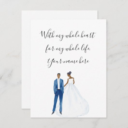 Mijn hele hart geïllustreerd zwart paar informatiekaartje (Voorkant / Achterkant)