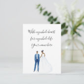 Mijn hele hart geïllustreerd zwart paar informatiekaartje (Staand voorkant)