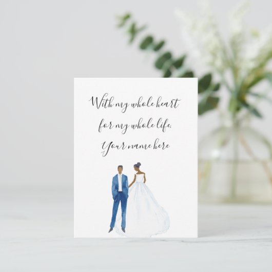 Mijn hele hart geïllustreerd zwart paar informatiekaartje (Staand voorkant)