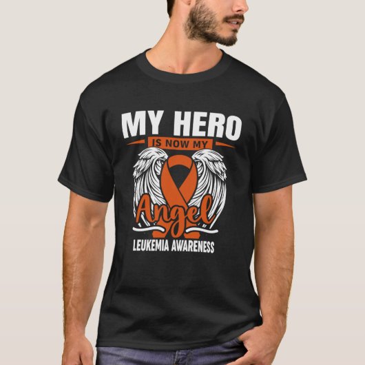 Mijn helm is nu mijn engel leukemie Oranje lintje T-shirt (Voorkant)