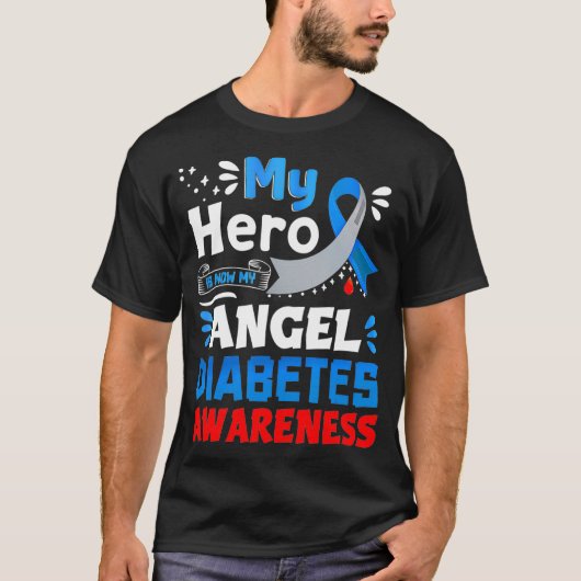 Mijn helo is nu mijn engel hartdiabetes t-shirt (Voorkant)