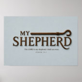 MIJN HERDER – Mist Blue | Psalm 23:1 Muurkunst Poster (Voorkant)