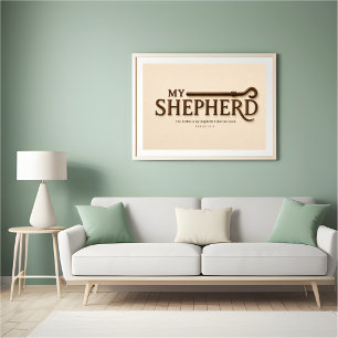MIJN HERDER – Warm Crème Psalm 23:1 Muurkunst Poster