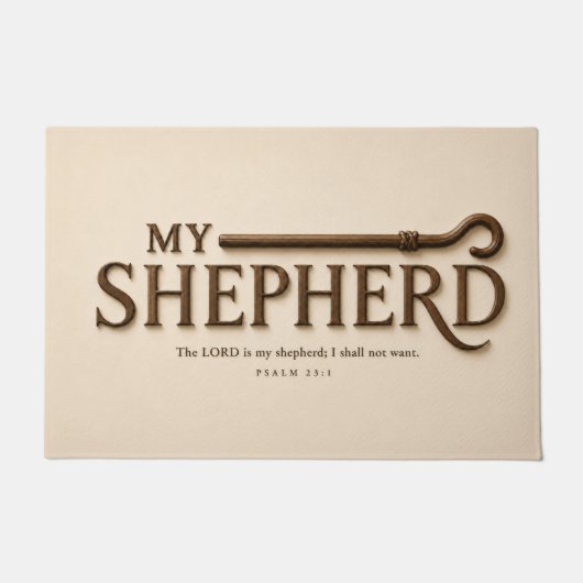 MIJN HERDER | Warme Crème | Psalm 23:1 Christelijk Deurmat (Voorkant)