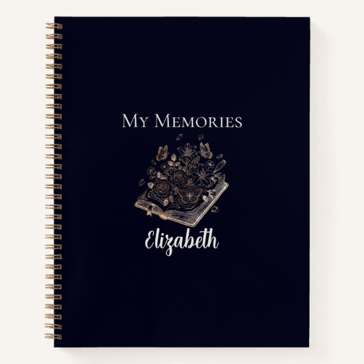 Mijn herinneringen elegante gift blauw en goud kle notitieboek (Voorkant)