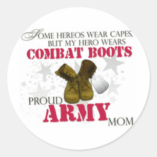 Mijn Hero draagt Combat Boots - Leger Mam Ronde Sticker