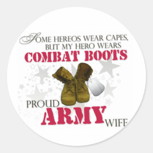 Mijn Hero draagt Combat Boots - Legervrouw Ronde Sticker