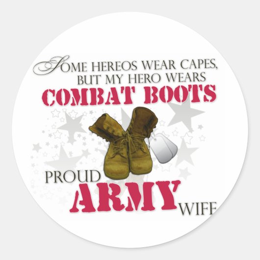 Mijn Hero draagt Combat Boots - Legervrouw Ronde Sticker (Voorkant)