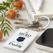 Mijn Hero draagt een badge-politievader Sleutelhanger (Voorkant Rechts)