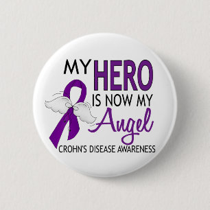 Mijn Hero is de ziekte van mijn Angel Crohn Ronde Button 5,7 Cm
