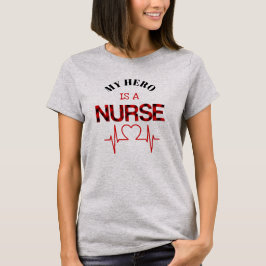 Mijn Hero is een Nurse Pset Heart Cardiogram T-Shi T-shirt