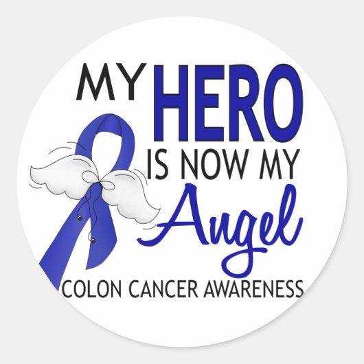 Mijn Hero is mijn Angel Colon Cancer Ronde Sticker (Voorkant)