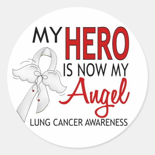 Mijn Hero is mijn Angel Lung Cancer Ronde Sticker (Voorkant)