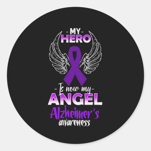 Mijn Hero is nu mijn engel Alzheimer bewustzijn Ronde Sticker (Voorkant)