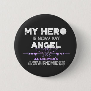Mijn Hero is nu mijn engel - Alzheimer's Bewusthei Ronde Button 5,7 Cm