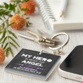 Mijn Hero is nu mijn engel - Alzheimer's Bewusthei Sleutelhanger (Voorkant Rechts)