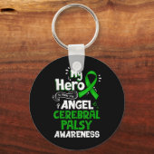 Mijn Hero is nu mijn engel Cerebral Palsy Bewusthe Sleutelhanger (Voorkant)