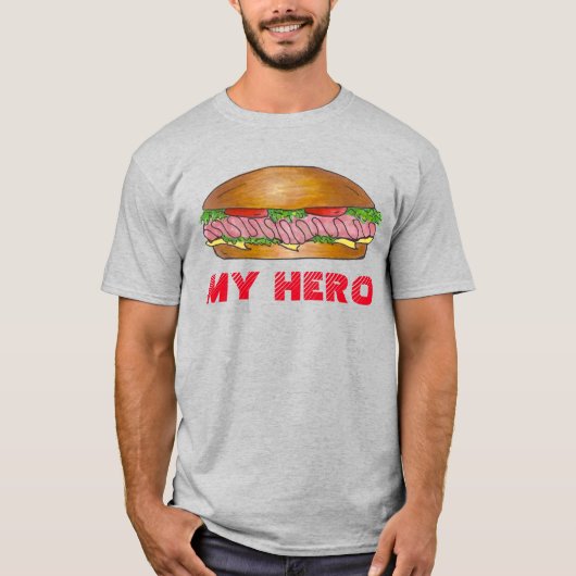 MIJN HERO-onderzeeër Sandwich Grinder Hoagie T-shi T-shirt (Voorkant)