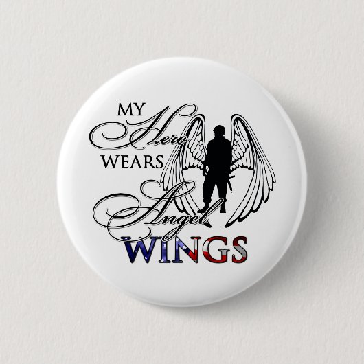 Mijn Hero Wears Angel Wings Ronde Button 5,7 Cm (Voorkant)