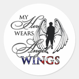 Mijn Hero Wears Angel Wings Ronde Sticker