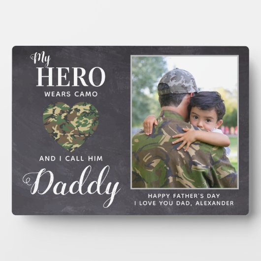 Mijn Hero Wears Camo Militaire Papa Persoonlijke f Fotoplaat (voorkant)