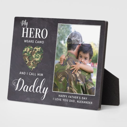 Mijn Hero Wears Camo Militaire Papa Persoonlijke f Fotoplaat (Zijkant)