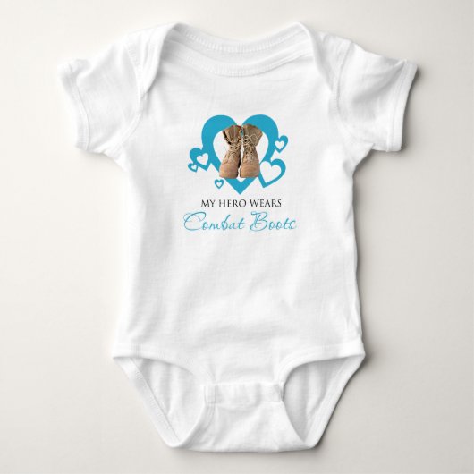 Mijn Hero Wears Combat Boots Baby Romper (Voorkant)