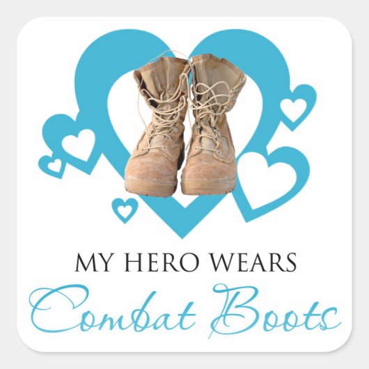 Mijn Hero Wears Combat Boots Vierkante Sticker (Voorkant)
