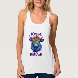 Mijn Highland-runderen Cyberpunk-stijl kunst Tanktop
