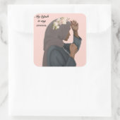 Mijn hijab is mijn kroonsticker vierkante sticker (Tas)