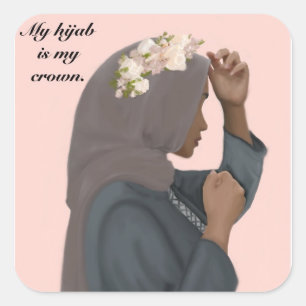 Mijn hijab is mijn kroonsticker vierkante sticker