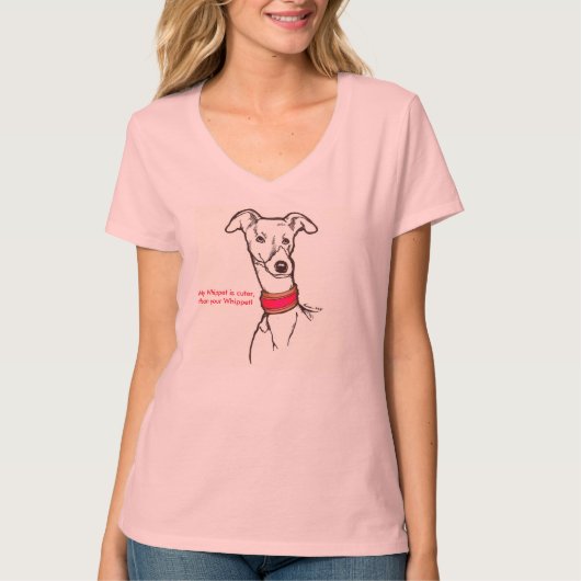 Mijn hippet is knuffel, dan je Whippet. T-shirt (Voorkant)