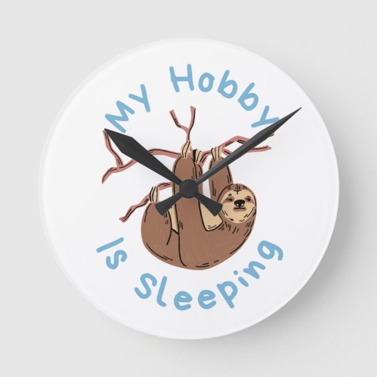 Mijn hobby is slapen – Grappig luiaard ontwerp Ronde Klok (Voorkant)