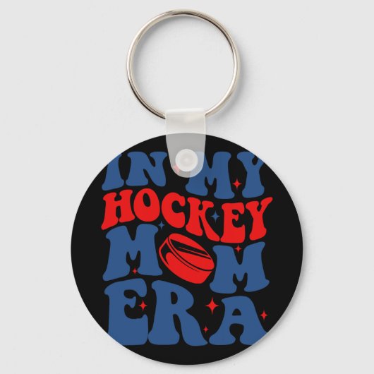Mijn Hockey Moeder Era Groovy IJshockey Mama Moede Sleutelhanger (Voorkant)