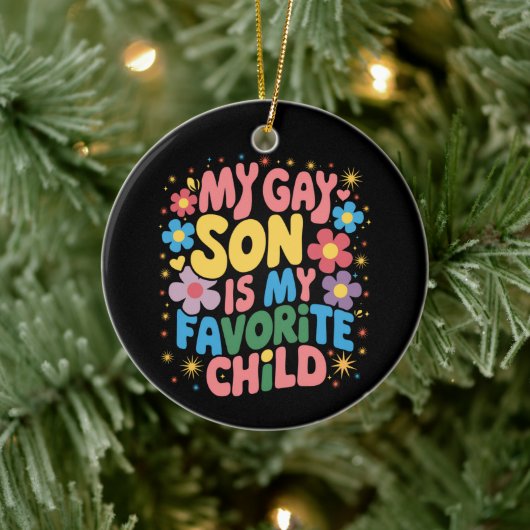 Mijn homoseksuele zoon is mijn favoriete kind LGBT Keramisch Ornament (Boom)