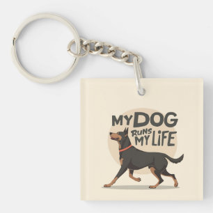 Mijn Hond Bepaalt Mijn Leven Dobermann Hardloop Ku Sleutelhanger