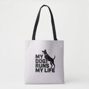 Mijn hond bepaalt mijn leven Minimaal hond citaat Tote Bag