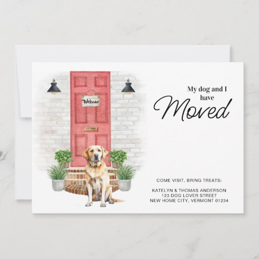 Mijn hond en ik hebben de gele labrador verplaatst aankondiging (Voorkant)